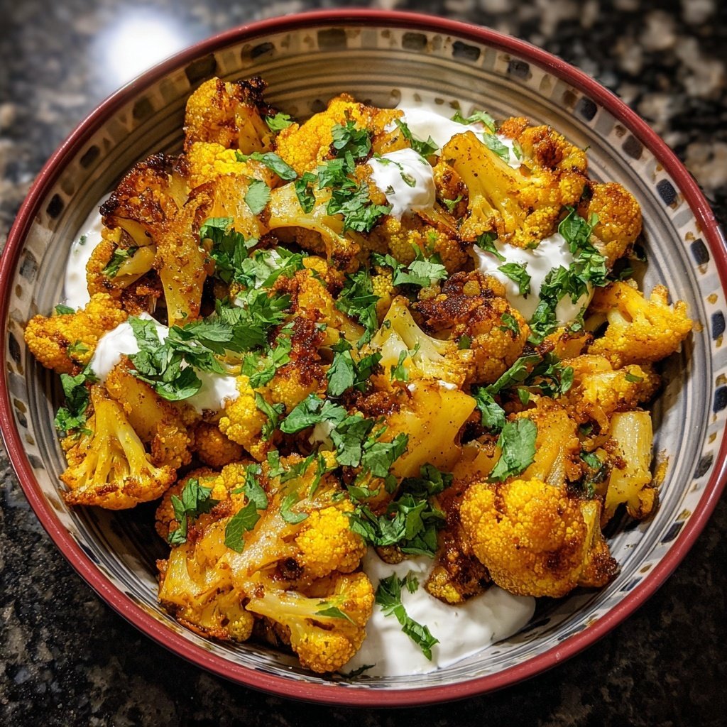 Blumenkohl Pfanne Mit Zitronen Joghurt