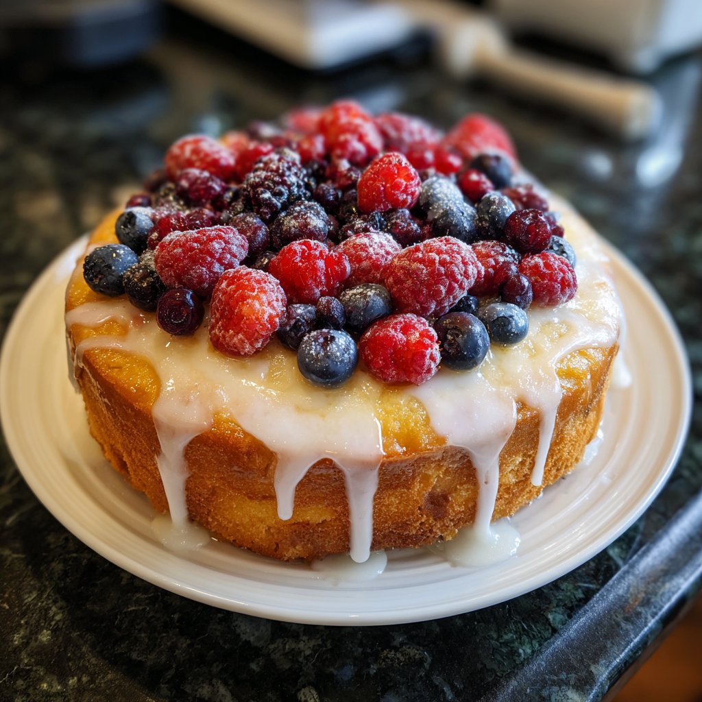 Zitronenkuchen mit Beeren