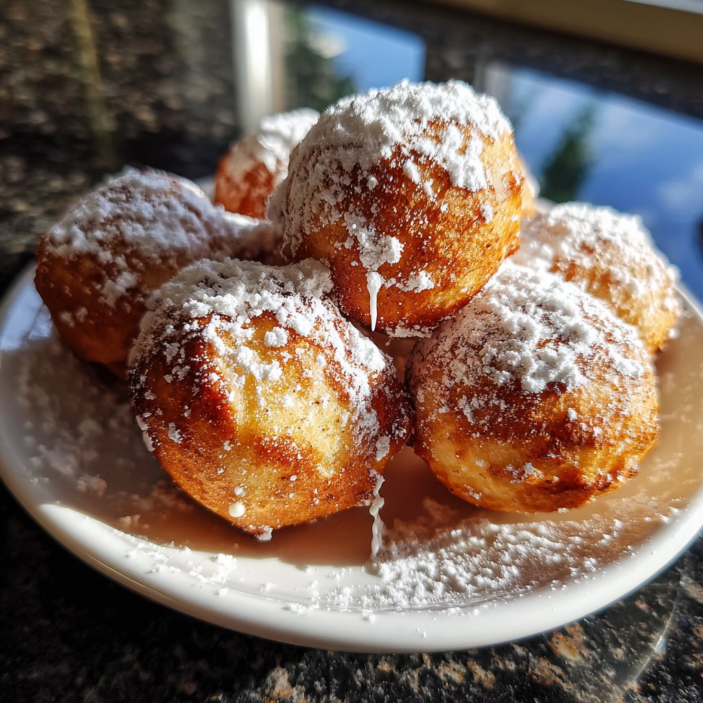 Quarkbällchen mit Puderzucker