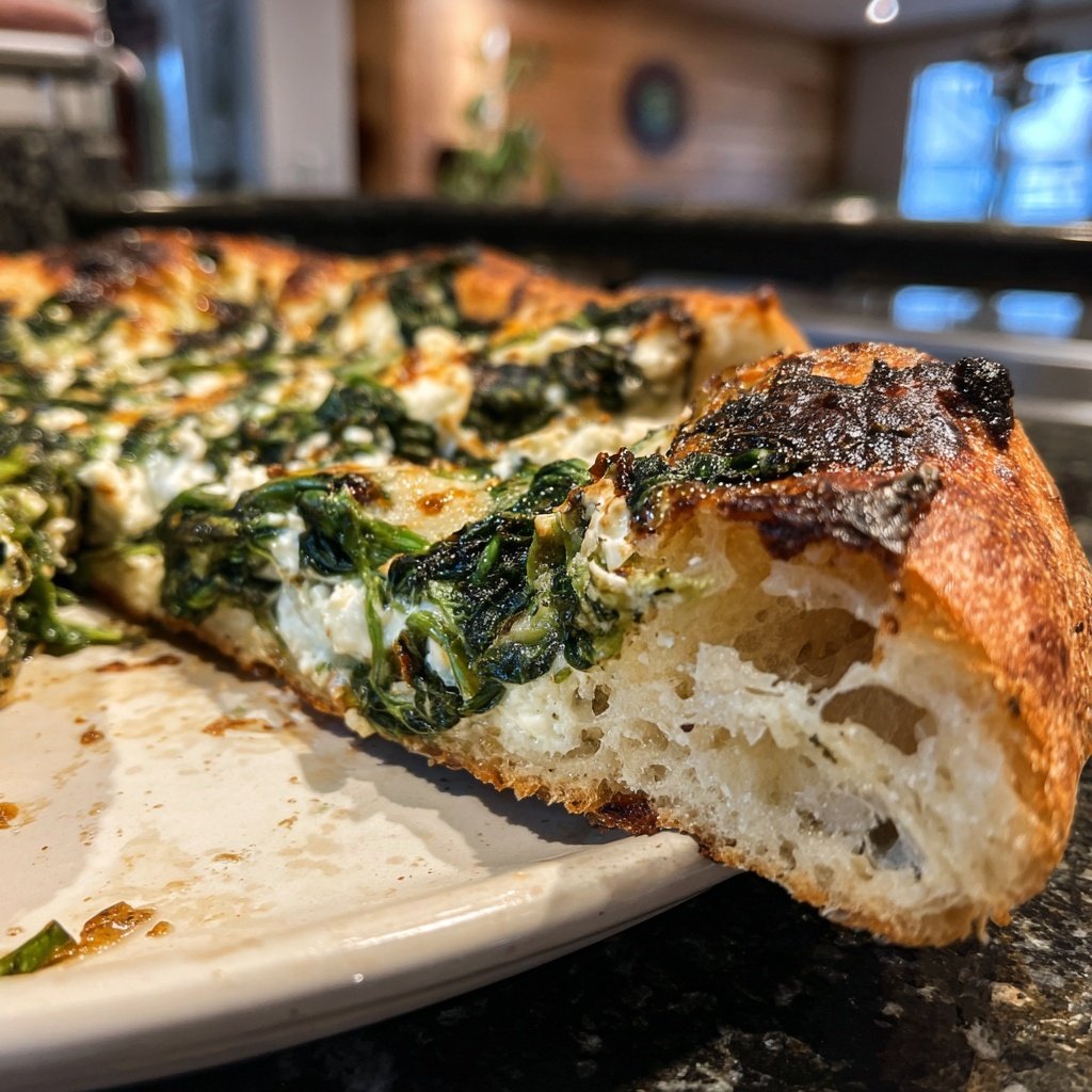 Pizza mit Spinat und Feta