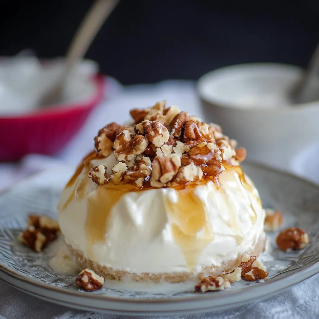 Joghurtmousse mit karamellisierten Walnüssen