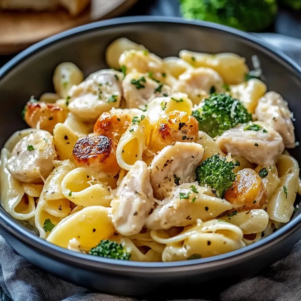 Cremige Hähnchen Brokkoli Pasta