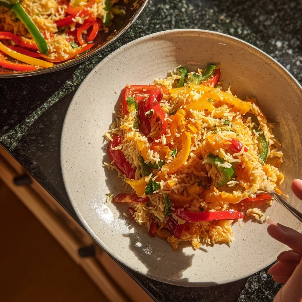 Abendessen mit Reis und Gemüse