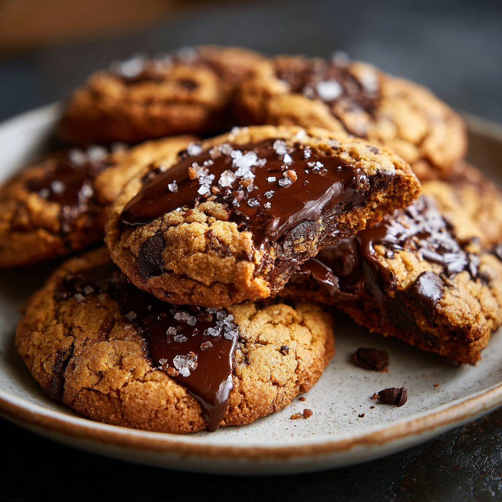Cookies mit Zartbitterschokolade und Meersalz