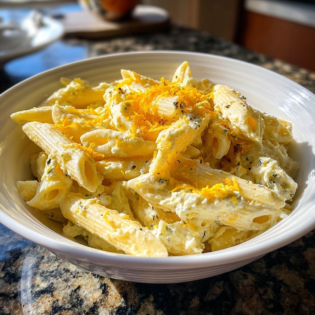 Penne mit Ricotta und Zitrone