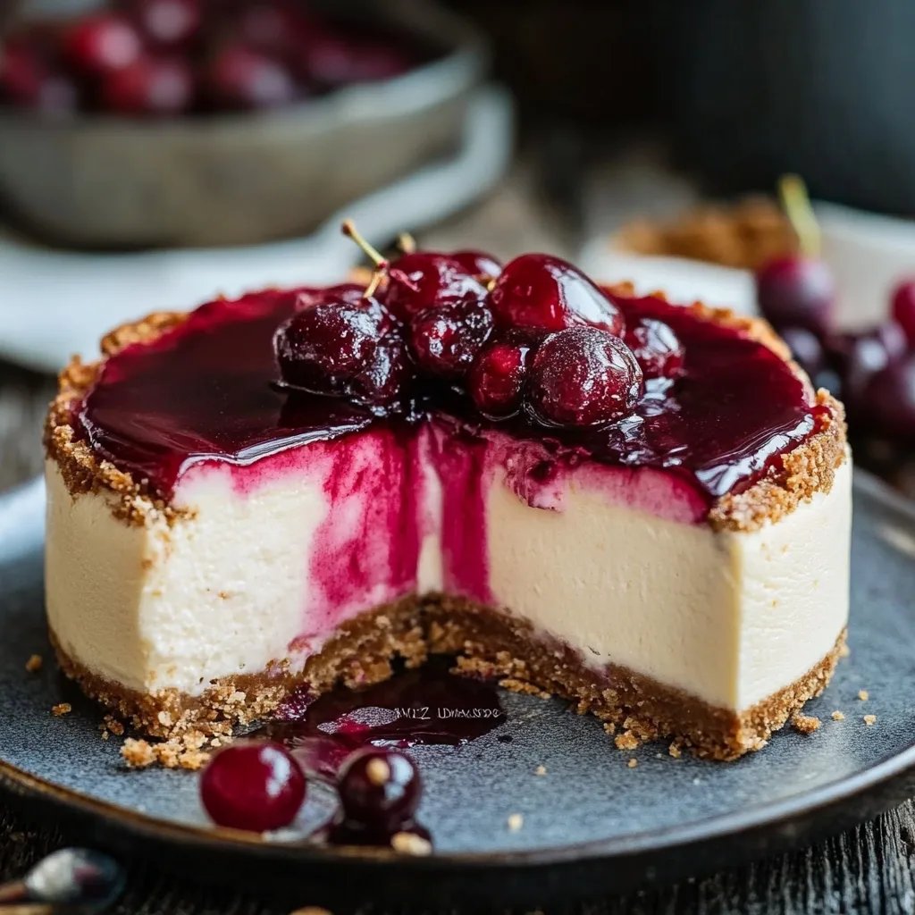Spekulatius-Käsekuchen mit Glühweinbeeren